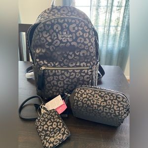 Kate Spade Leopard Backpack / makeup bag / ID holder